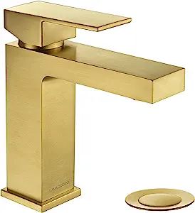 Brushed Gold Bathroom Faucet Single Hole, Lava Odoro Modern Brushed Brass Bathroom Sink Faucet Si... | Amazon (US)