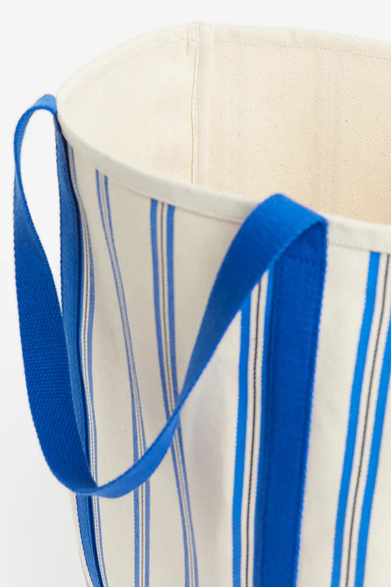 Cotton Canvas Beach Bag - Blue/striped - Home All | H&M US | H&M (US + CA)