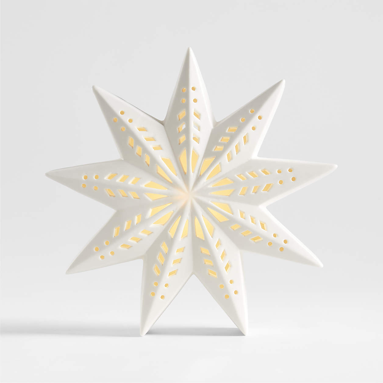 LED White Holiday Ceramic Snowflakes, Set of 3 + Reviews | Crate & Barrel | Crate & Barrel