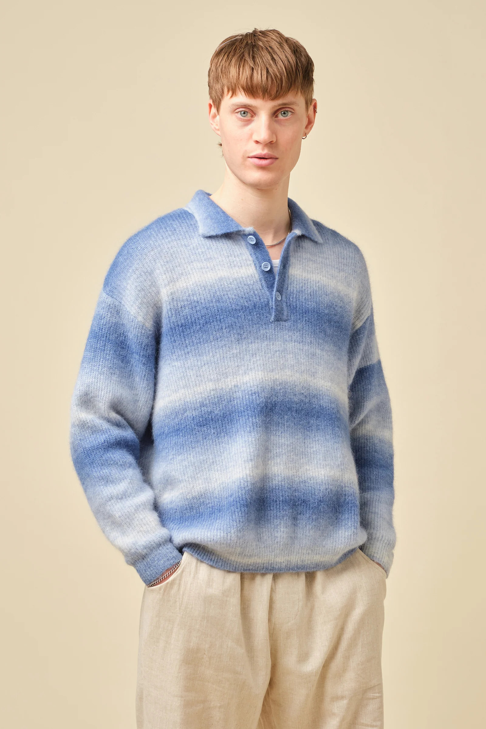 OCEAN GRADIENT ALPACA KNIT LONGSLEEVE POLO | bound clothing