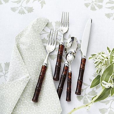 BW Bamboo Tortoise Flatware Set Acrylic & Stainless Steel Dishwasher Safe | Ballard Designs, Inc.