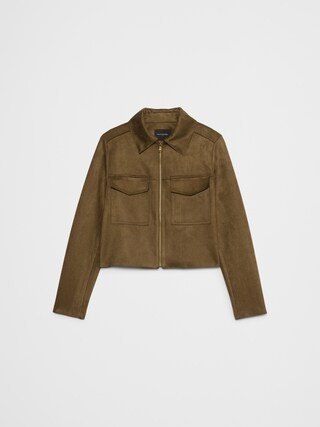 Vegan Suede Cropped Jacket | Banana Republic Factory