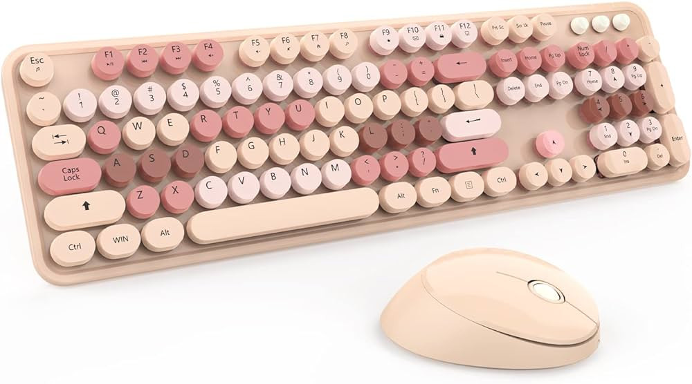 Wireless Keyboard and Mouse, KOOTOP Cute Keyboard and Mouse, 2.4G Wireless Keyboard with Retro Ro... | Amazon (US)