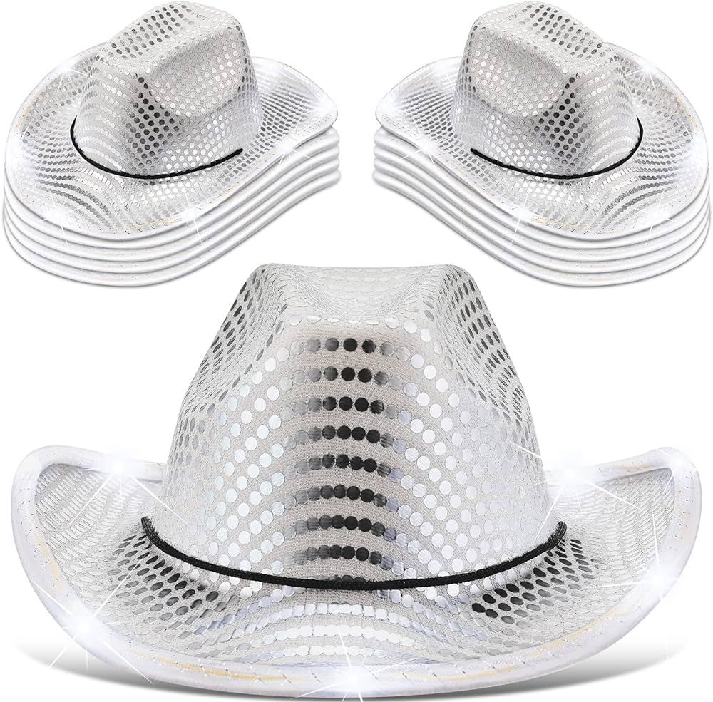 10 Pack Lights Cowboy Cowgirl Hat LED Flashing Hat Light Up LED Cowboy Cowgirl Hat for Western Co... | Amazon (US)