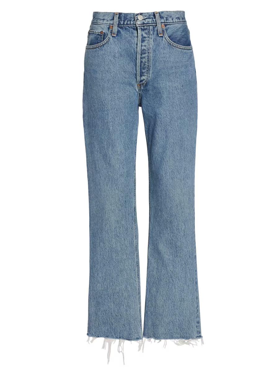 Static High-Rise Distressed Boot-Cut Crop Jeans | Saks Fifth Avenue