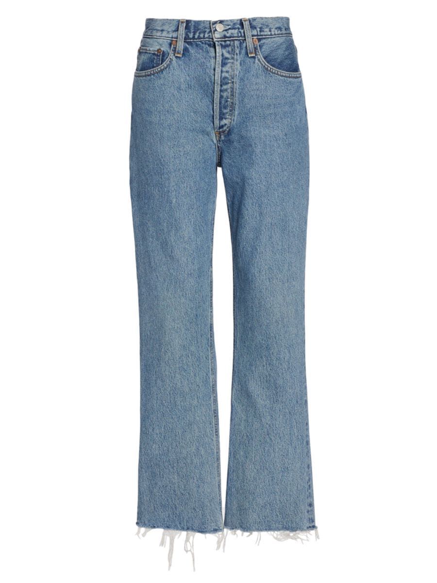 AGOLDE Static High-Rise Distressed Boot-Cut Crop Jeans | Saks Fifth Avenue