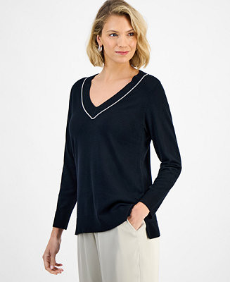 JM Collection Women's Beaded-Neck Sweater, Macy's Exclusive - Macy's | Macy's