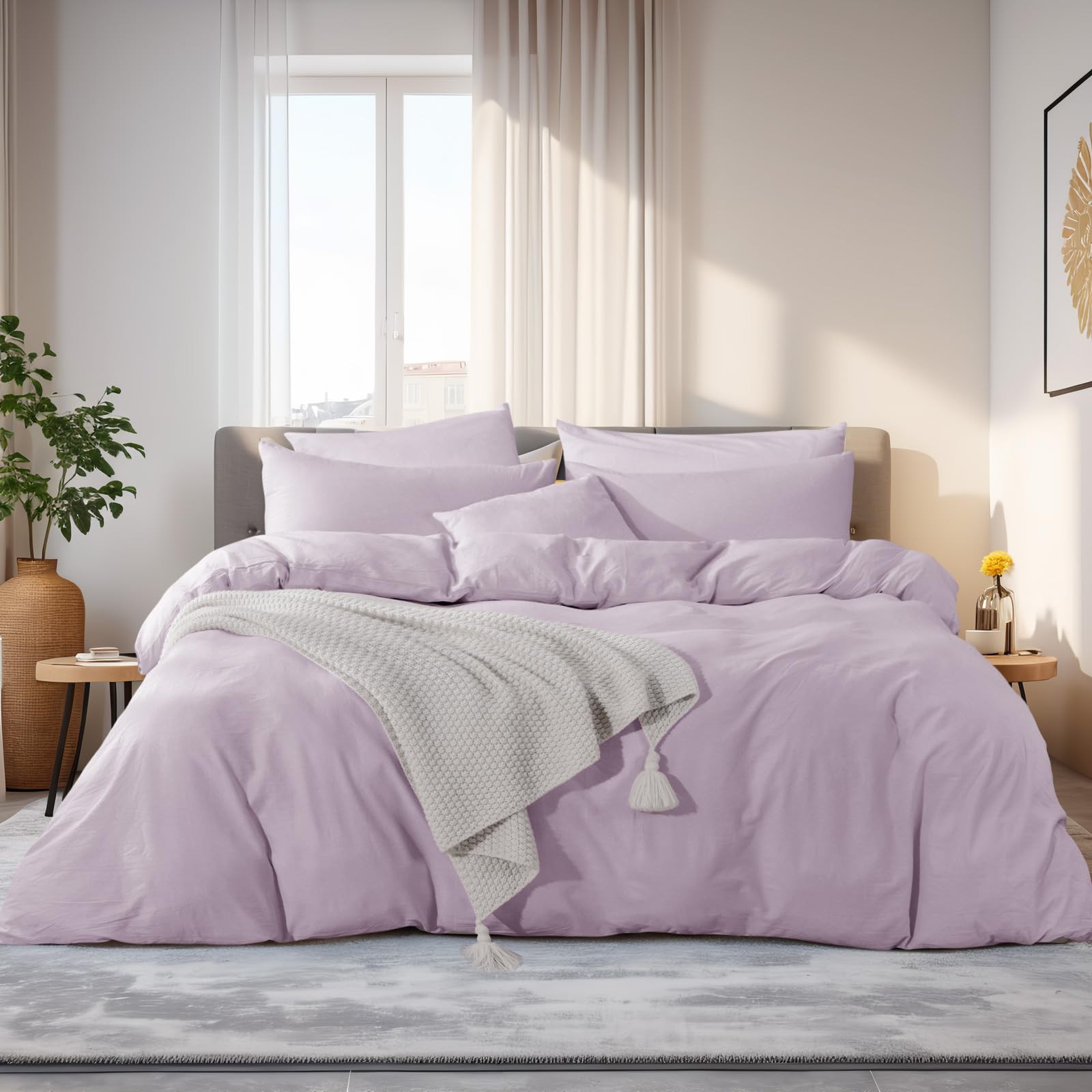 NEXHOME PRO Duvet Cover Set Kids Twin Size Linen Feel Organic Natural 100% Washed Cotton Duvet Co... | Amazon (US)