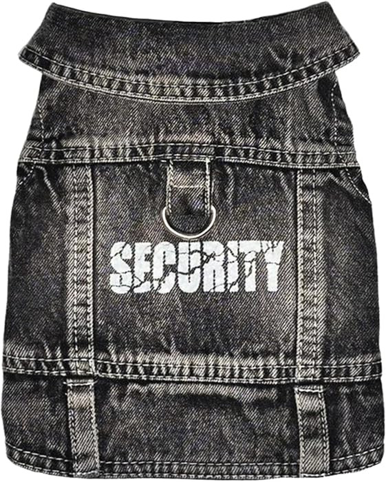 Dog Jeans Black Security Jacket Denim Pet Coat for Puppy Small Dogs Cotton Classic Overalls Male ... | Amazon (US)