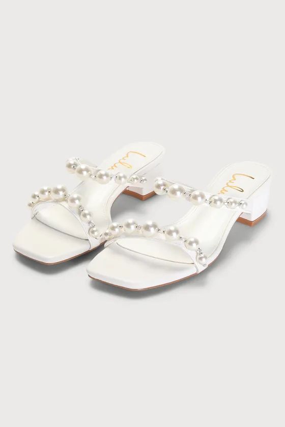 Damii White Pearl Slide Sandals | Lulus (US)