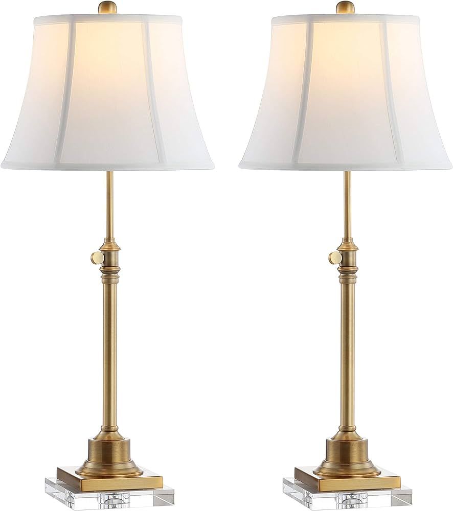 SAFAVIEH Lighting Collection Callen Crystal/ Brass Gold 21-31-inch Adjustable Bedroom Living Room... | Amazon (US)