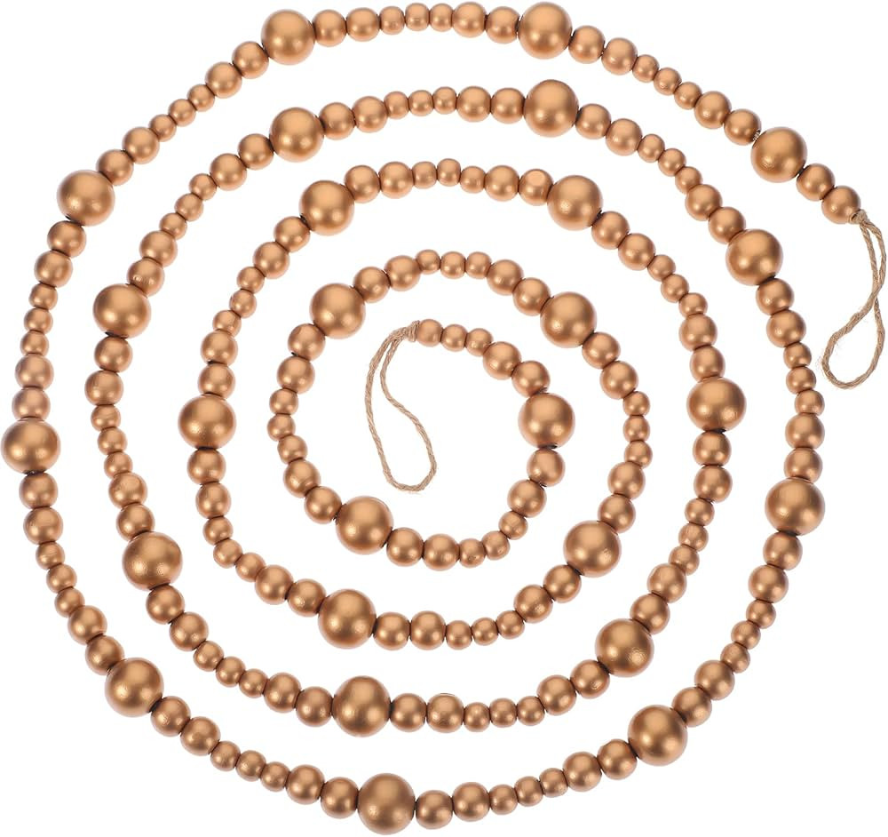 Boao 10 Feet Christmas Wooden Beaded Garland Rustic Farmhouse Bead Wall Hanging Decor Natural Tre... | Amazon (US)