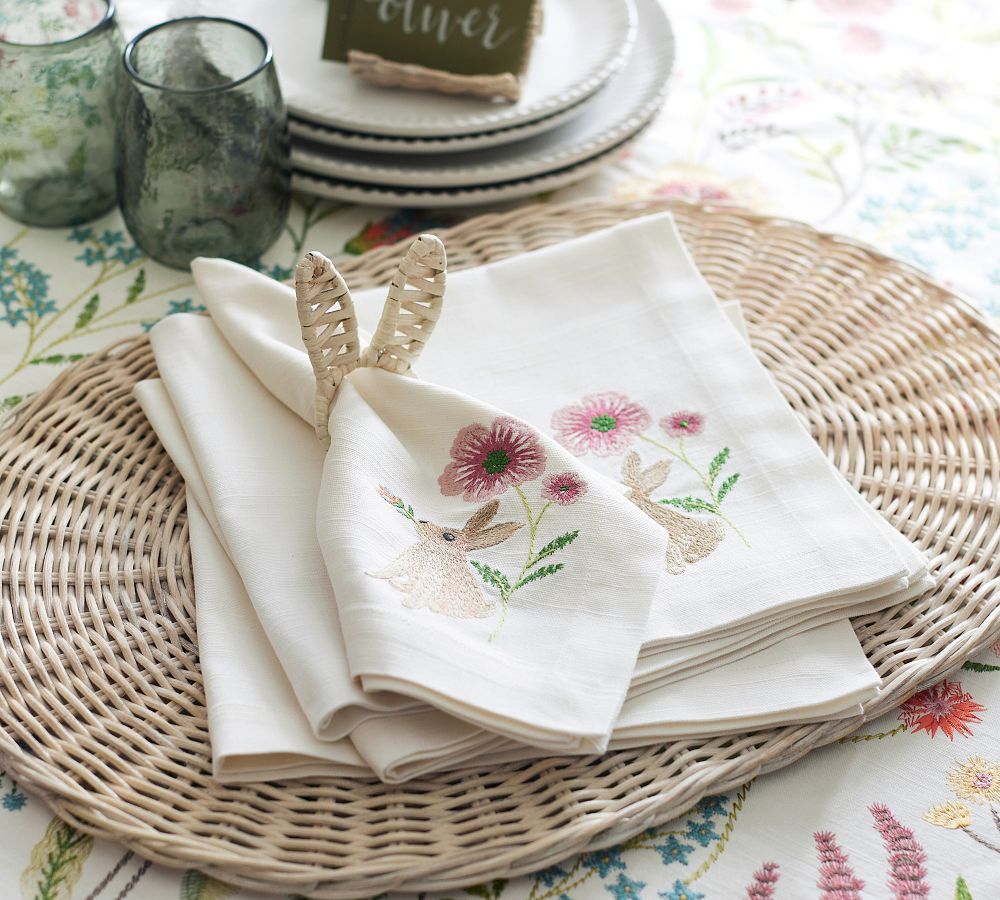 Spring Garden Cotton Embroidered Napkins - Set of 4 | Pottery Barn (US)