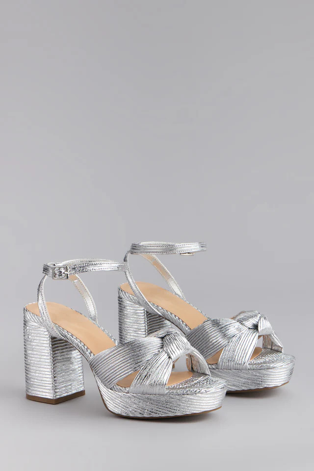 Shimmer Steps Metallic Block Heels | Windsor Stores