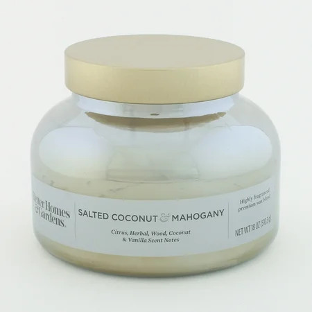 Better Homes & Gardens 18oz Salted Coconut & Mahogany Scented Iridescent 2-Wick Bell Jar Christmas H | Walmart (US)