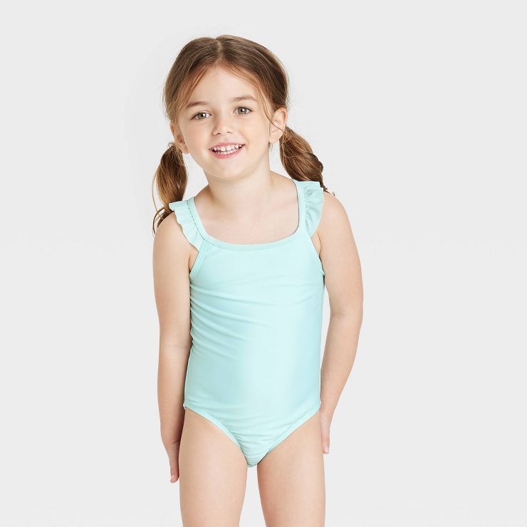 Toddler Girls' Solid One Piece Swimsuit - Cat & Jack™ Blue | Target