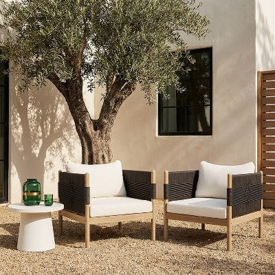 Christopher Knight Home Jiyeon Modern Outdoor Acacia Wood Club Chair with Diamond Rope Weave and ... | Target