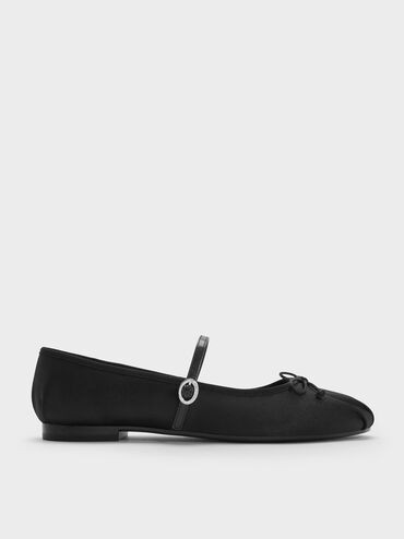 Emiko Satin Bow Mary Jane Flats
    
         - Black | Charles & Keith US