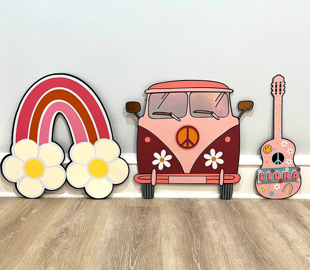 2 ft hippie party cutouts, groovy birthday, hippie birthday, two groovy theme, groovy centerpiece... | Etsy (US)