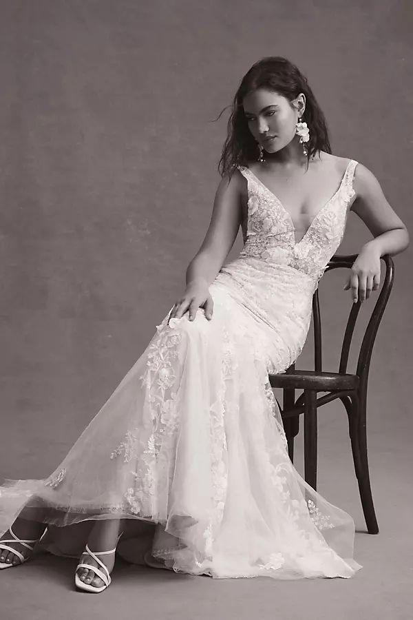 Wtoo by Watters Elora Open-Back Lace Mermaid Wedding Gown By Watters in White Size 4 | Anthropologie (US)