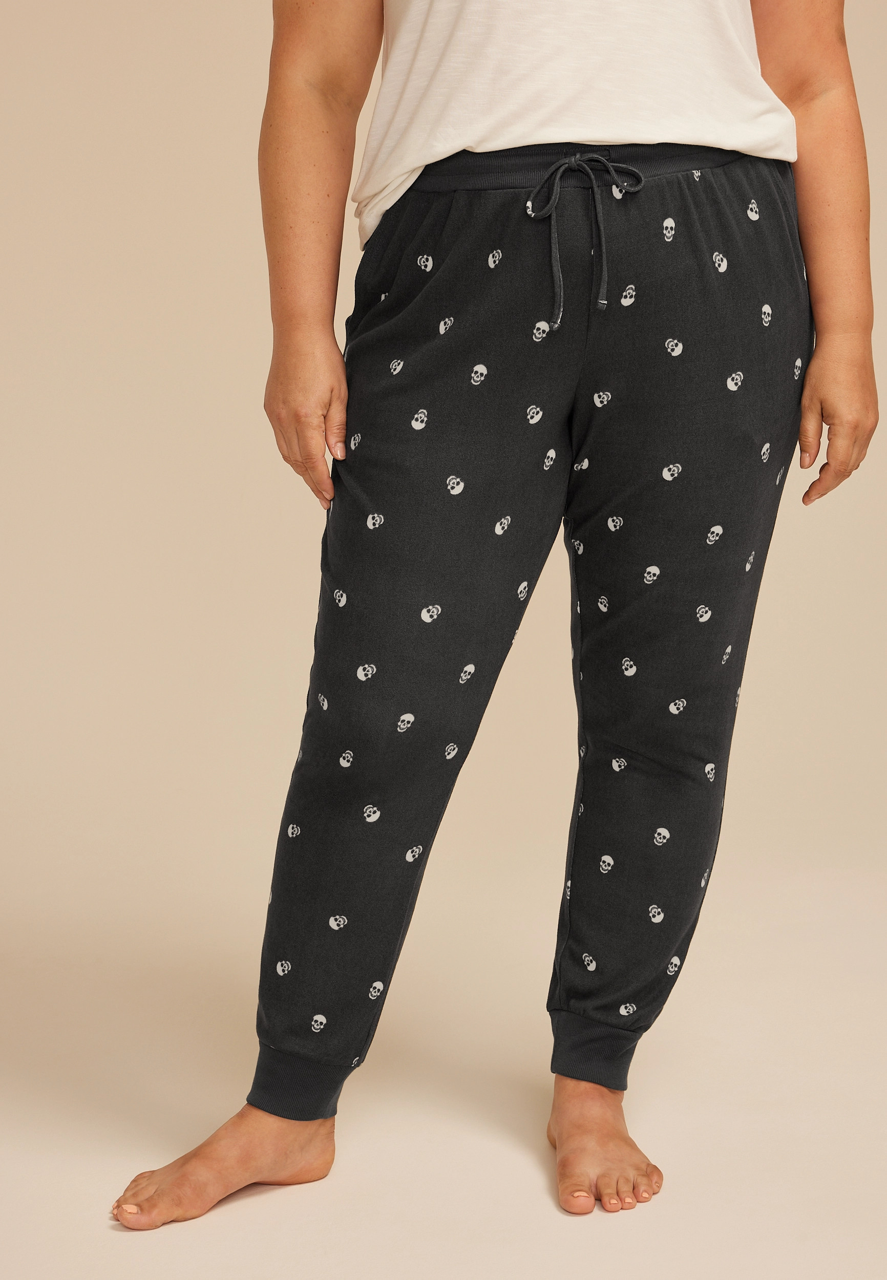 Maurices Plus Size Women's Skulls Jogger Pajama Pants Gray Size 3X | Maurices