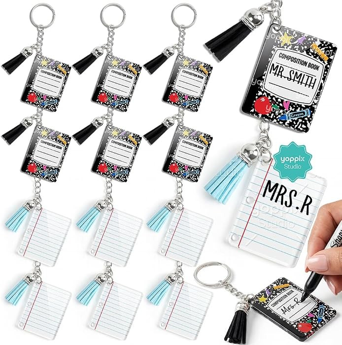 YOPPIX 12 Pcs Back to School Notebook Keychain Gifts Bulk Mini Note Book Keychain Teacher Appreci... | Amazon (US)