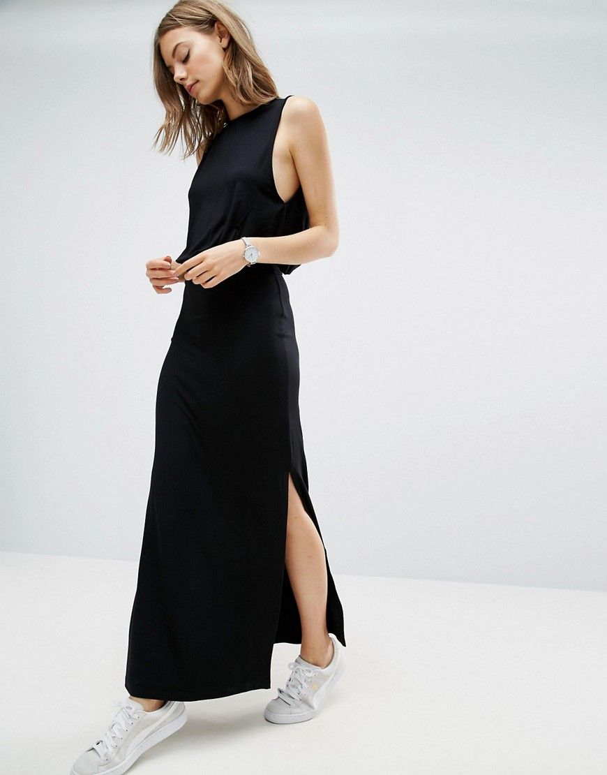 ASOS Drop Armhole Casual Maxi Dress - Black | ASOS US