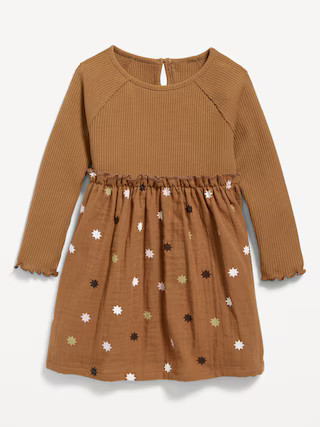 Long-Sleeve Textured-Knit Fit & Flare Dress for Toddler Girls | Old Navy (US)