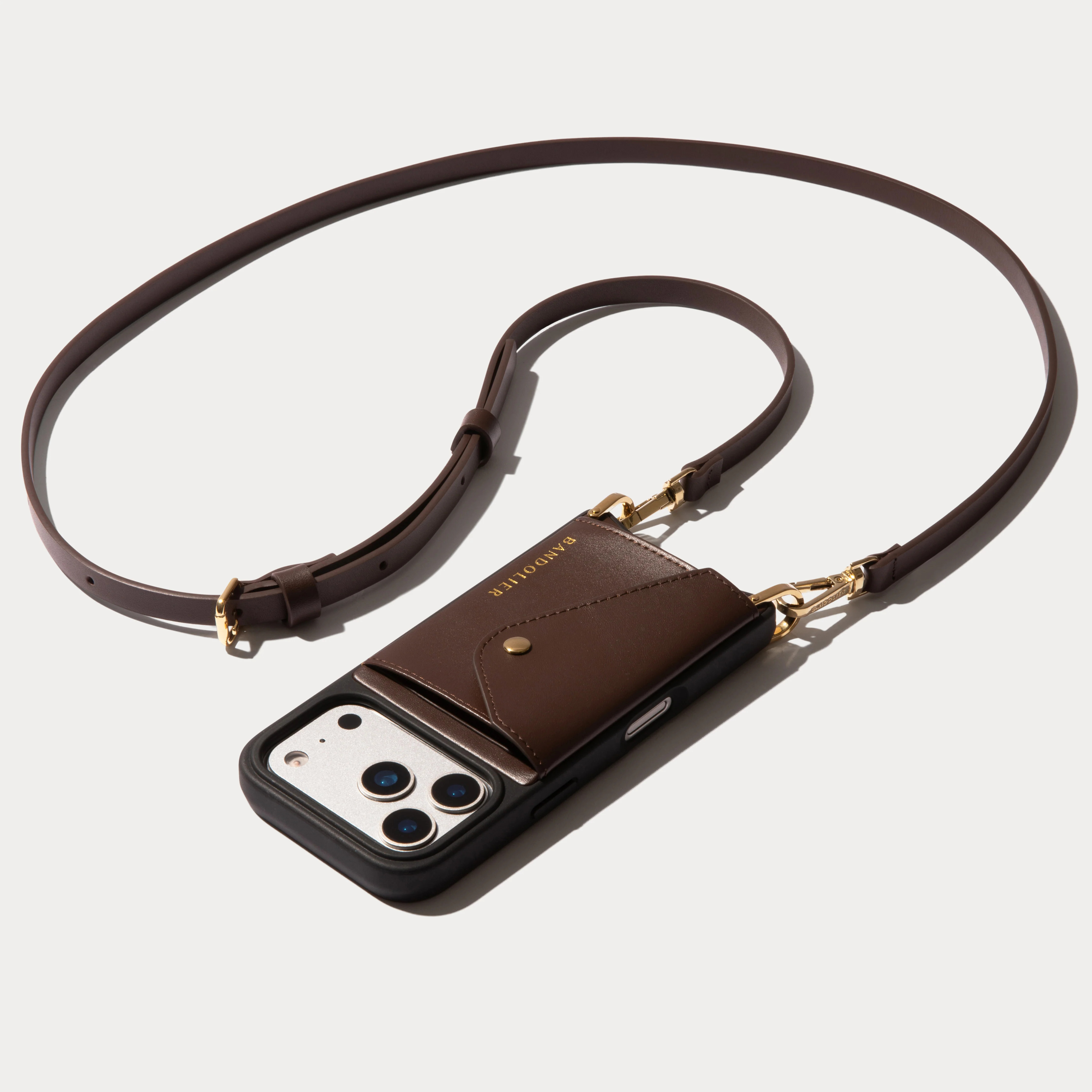 Donna Crossbody Phone Case - Espresso Brown/Gold | Bandolier