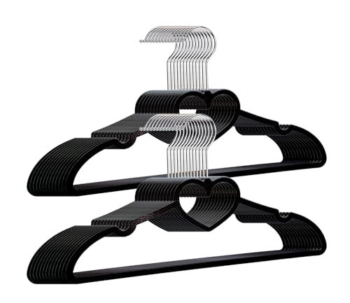 ZRKFSR Plastic Hangers 20 Pack, Black Slim Hangers Clothes Hangers Ultra Thin Space Saving- Cute Hangers with 360 Degree Swivel Hook-Strong Adult Hangers for Dress,Shirts, Coat | Amazon (US)