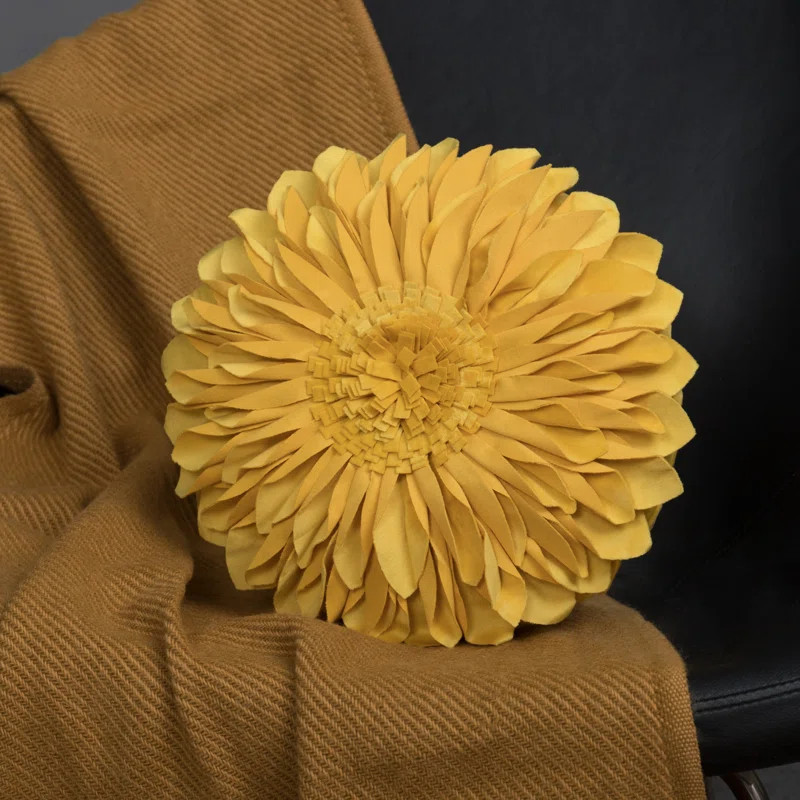 Appliqued Throw Pillow 3D Sunflower Accent Pillow Cover & Insert | Wayfair North America