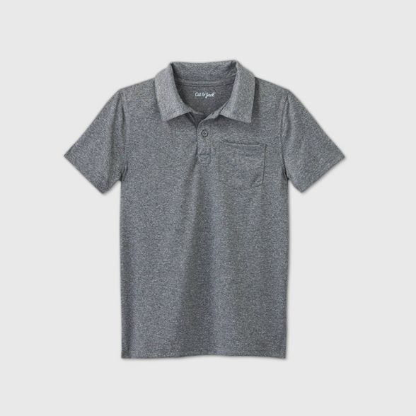 Boys' Short Sleeve Performance Polo Shirt - Cat & Jack™ Gray | Target