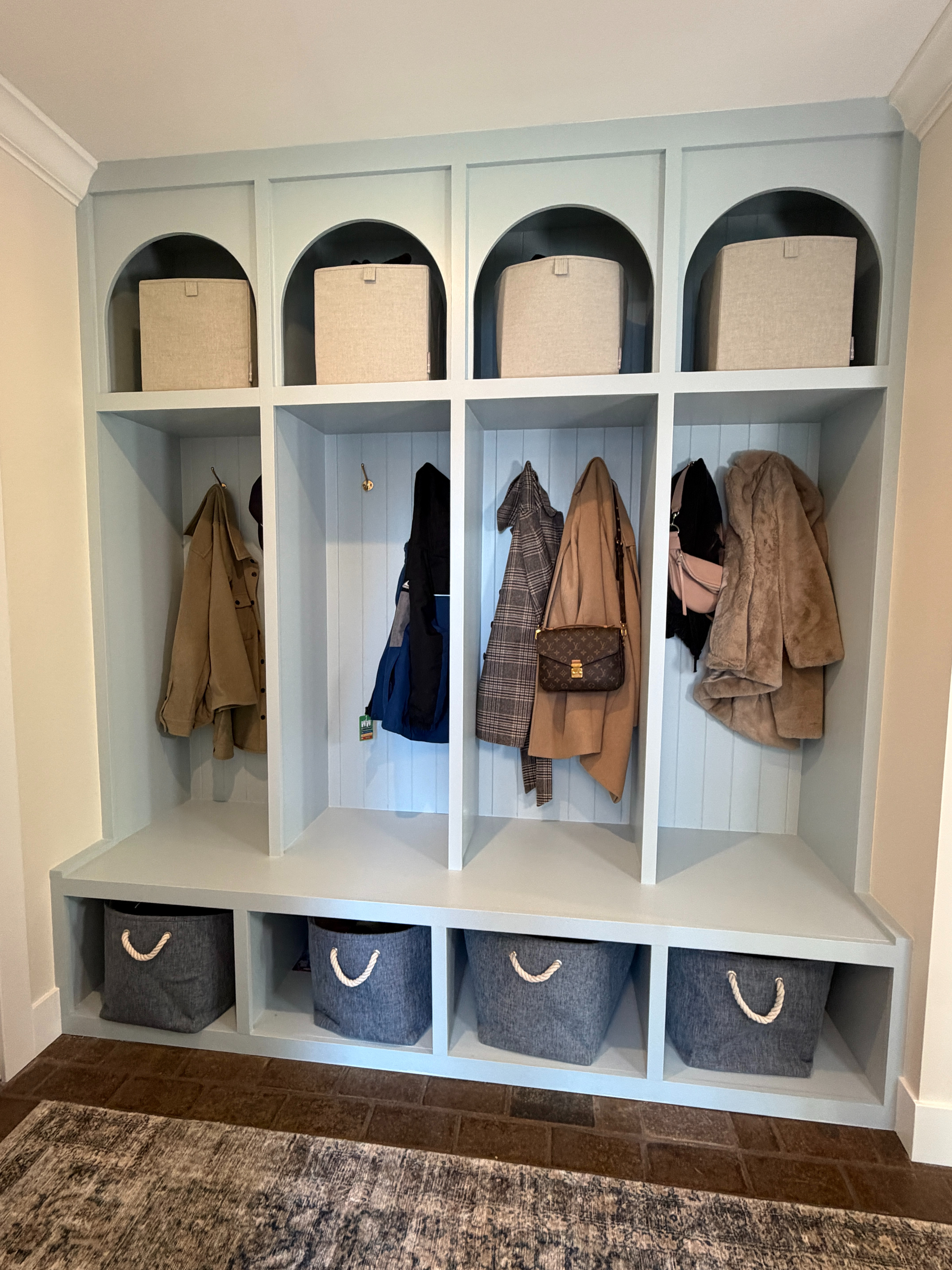 After this remodel, my mudroom has become my favorite space! These mudroom lockers are just so pretty + so functional! #mudroom #lockers #storage #homeorganization #hallway #homeremodel #homedesign #homeupdate #homerenovation #homerefresh #mudroomlockers #mudroomstorage 

 #LTKHome