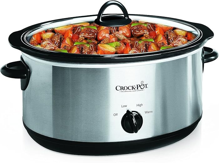 Crock-Pot 7 Quart Oval Manual Slow Cooker, Stainless Steel (SCV700-S-BR), Versatile Cookware for ... | Amazon (US)