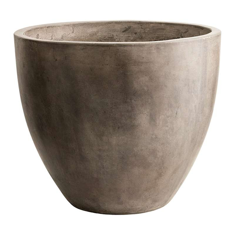 Dark Grey Concrete Egg Shape Outdoor Pot with Natural Smooth Finish, Large | At Home