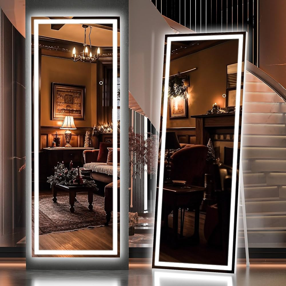 Hasipu Full Length Mirror with Lights, 58" x 18" Tempered Lighted Floor Standing LED Mirror Full ... | Amazon (US)
