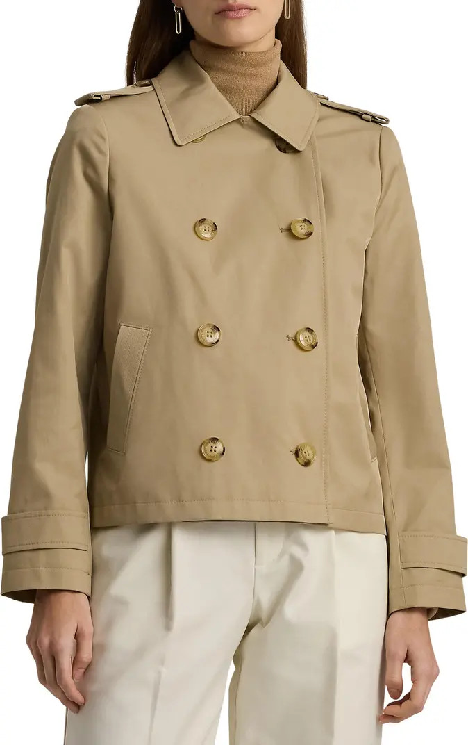 Short Cotton Blend Trench Coat | Nordstrom
