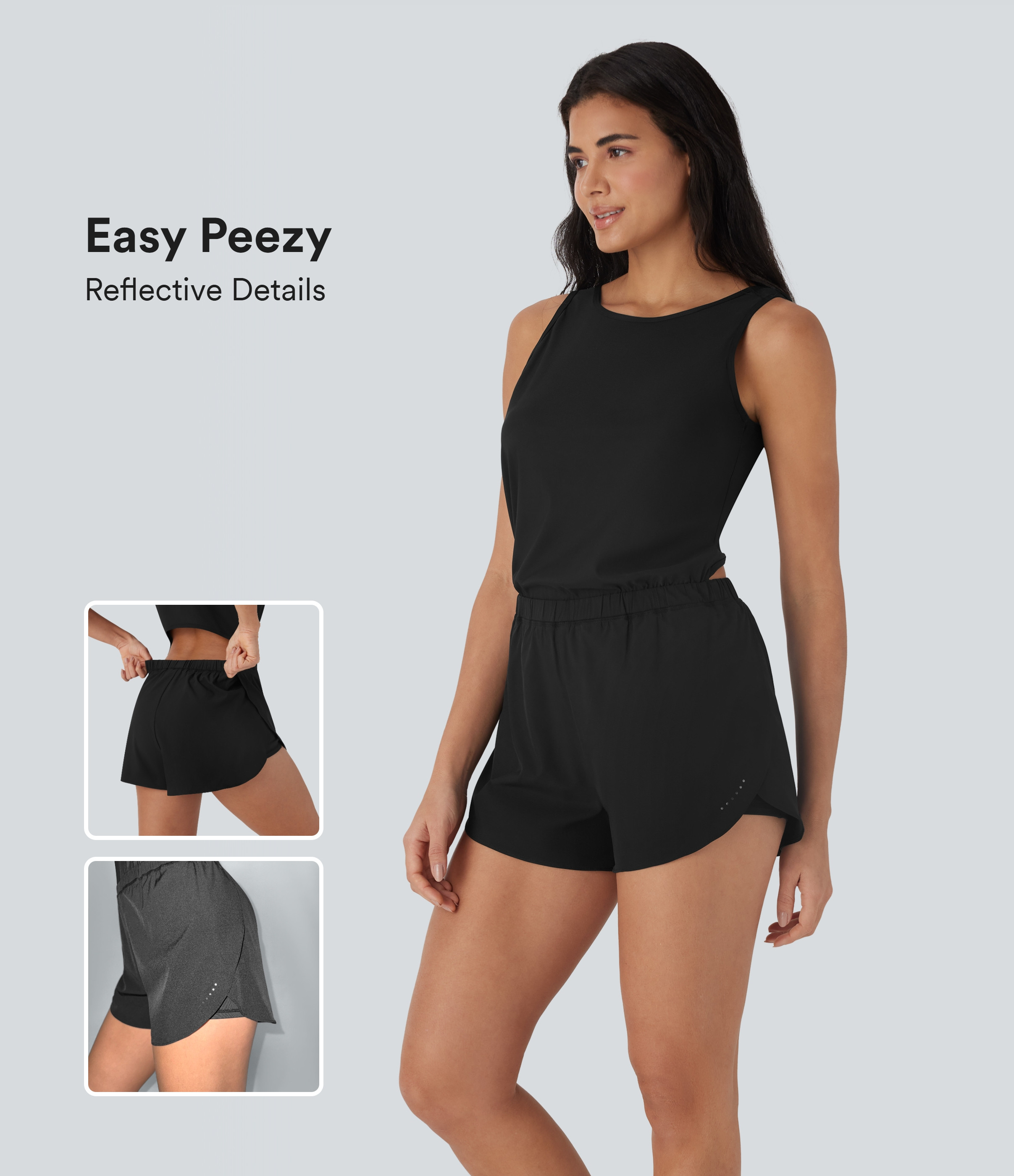 Reflective 2-in-1 Quick Dry Running Romper with Pockets-Easy Peezy Edition-UPF50+ | HALARA