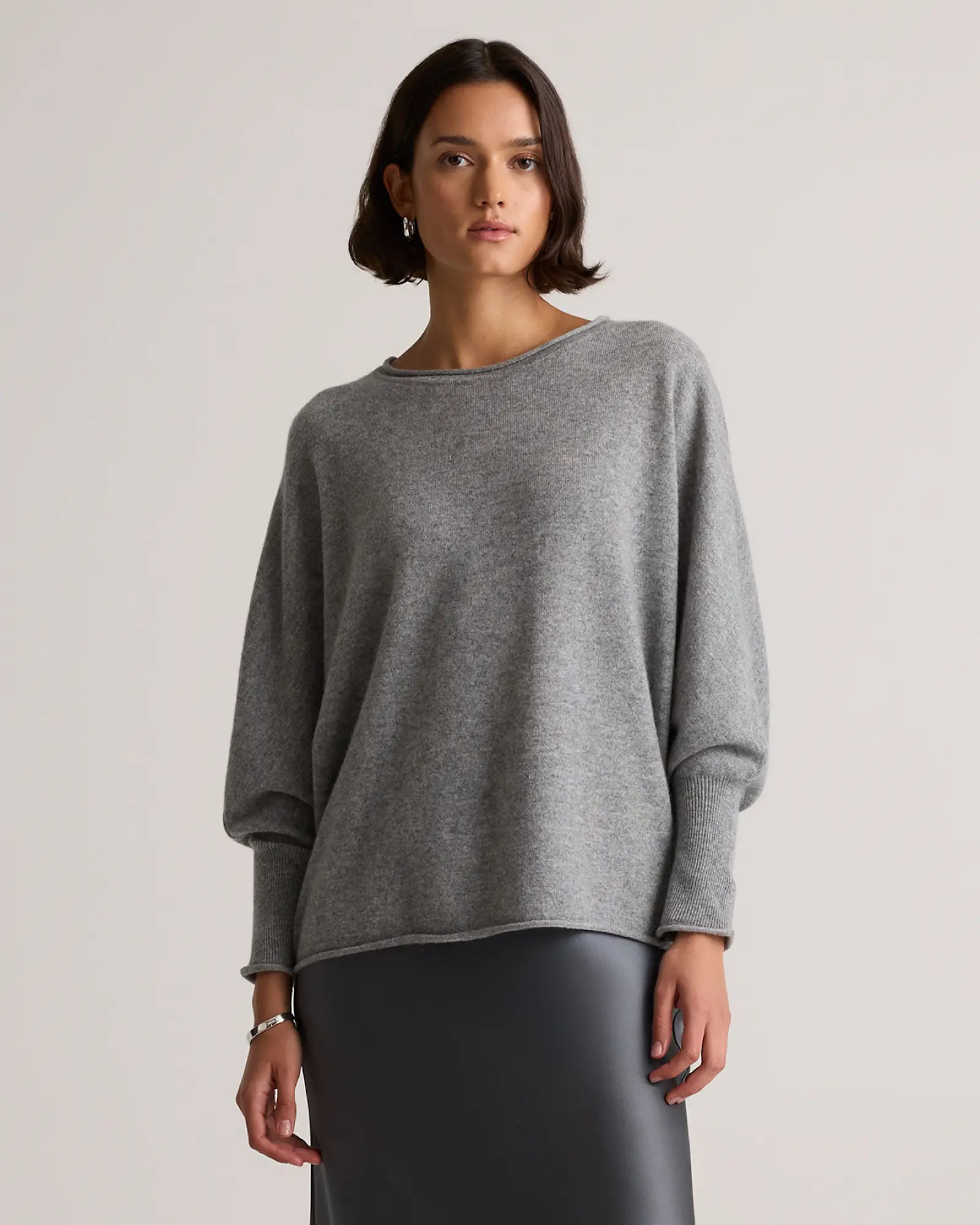 Cashmere Batwing Sweater | Quince in Heather Grey | Quince