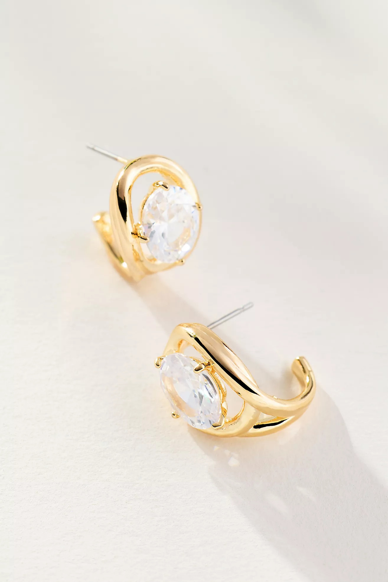 Curve Stone Huggie Hoop Earrings | Anthropologie (US)