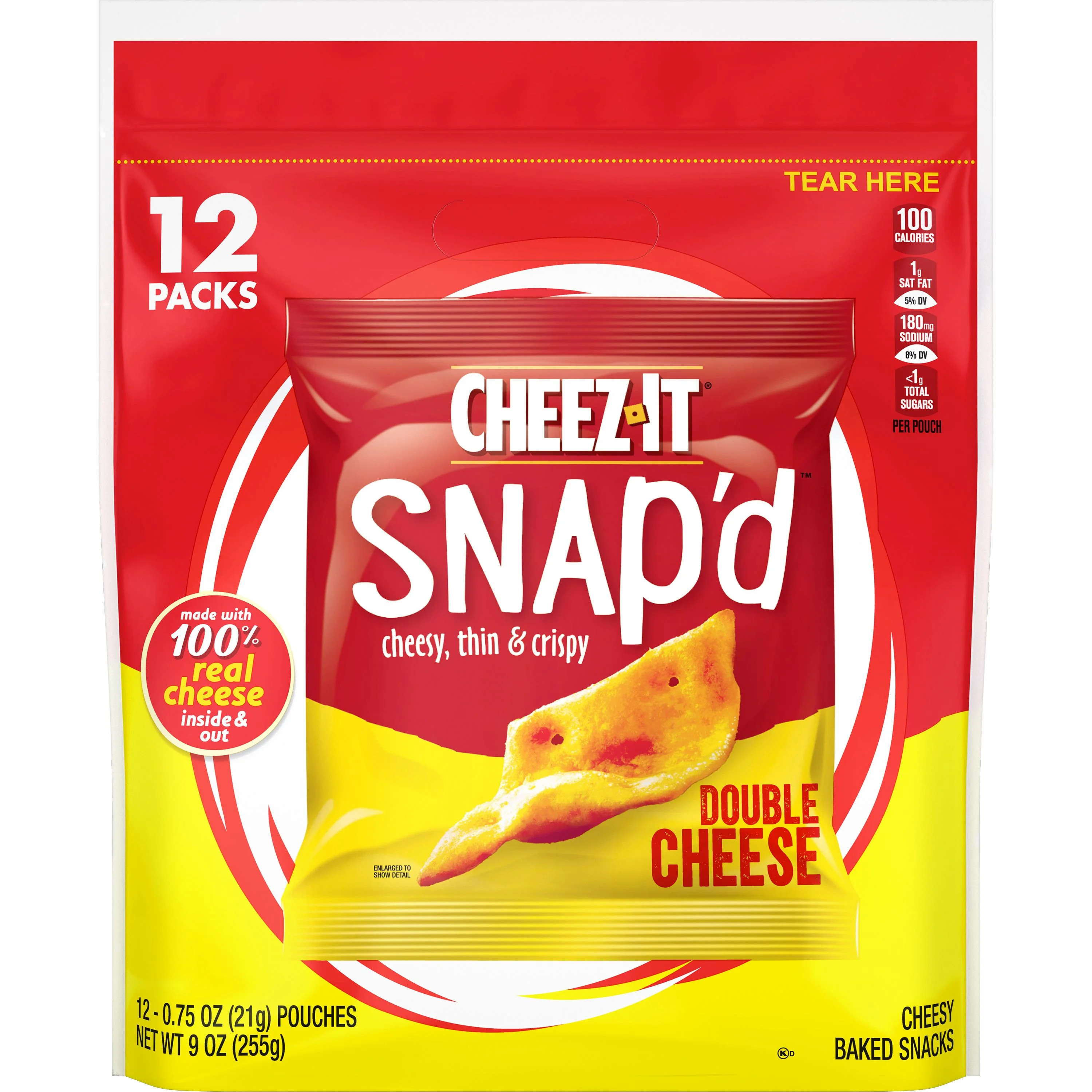 Cheez-It Snap'd Double Cheese Cracker Chips, Thin Crisps, 12 Count | Walmart (US)