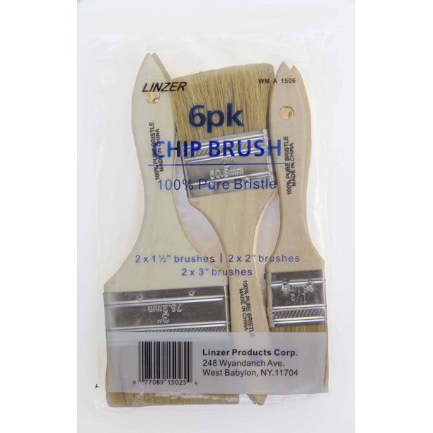 Linzer Natural Bristle Chip Paint Brush Set, 6 Piece - Walmart.com | Walmart (US)