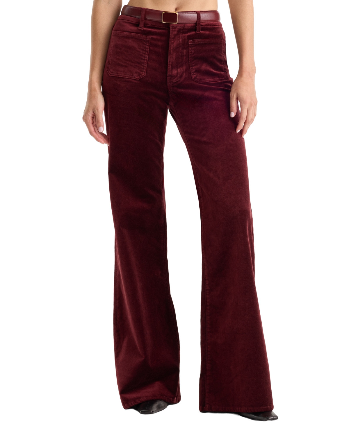 Good American Women's Good Waist High-Waisted Wide-Leg Velvet Palazzo Jeans - Berry Noir | Macy's
