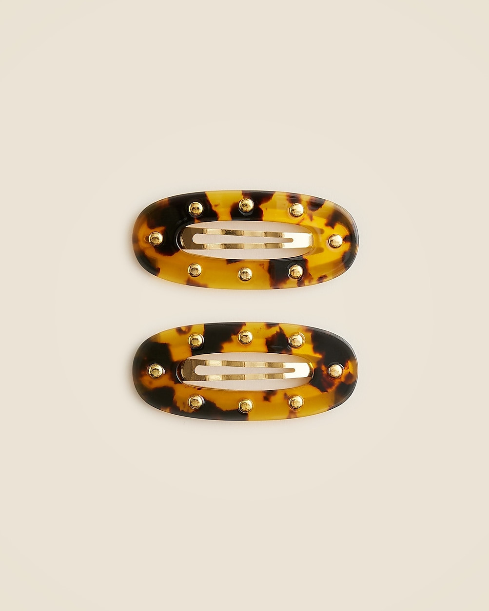 Studded tortoise shell hair clips two-pack | J. Crew US