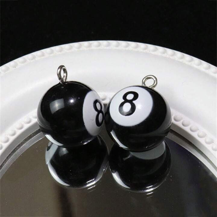 5/10pcs Resin Imitation Black 8 Pool Billiard Table Pendant Charms, DIY Craft Jewelry Accessories... | SHEIN