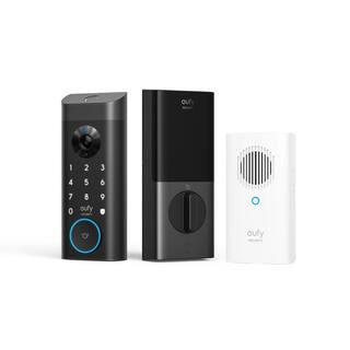 E330 Black Video Smart Lock WiFi 3-in-1 Camera, Doorbell, and Fingerprint Keyless Entry Door Lock with Built-In Chime | The Home Depot