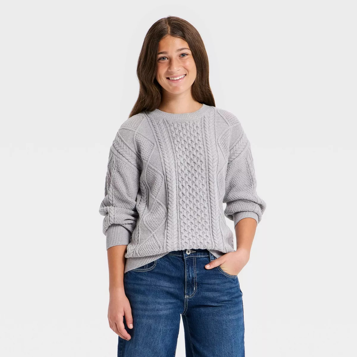 Girls' Cable Knit Sweater - art class™ | Target