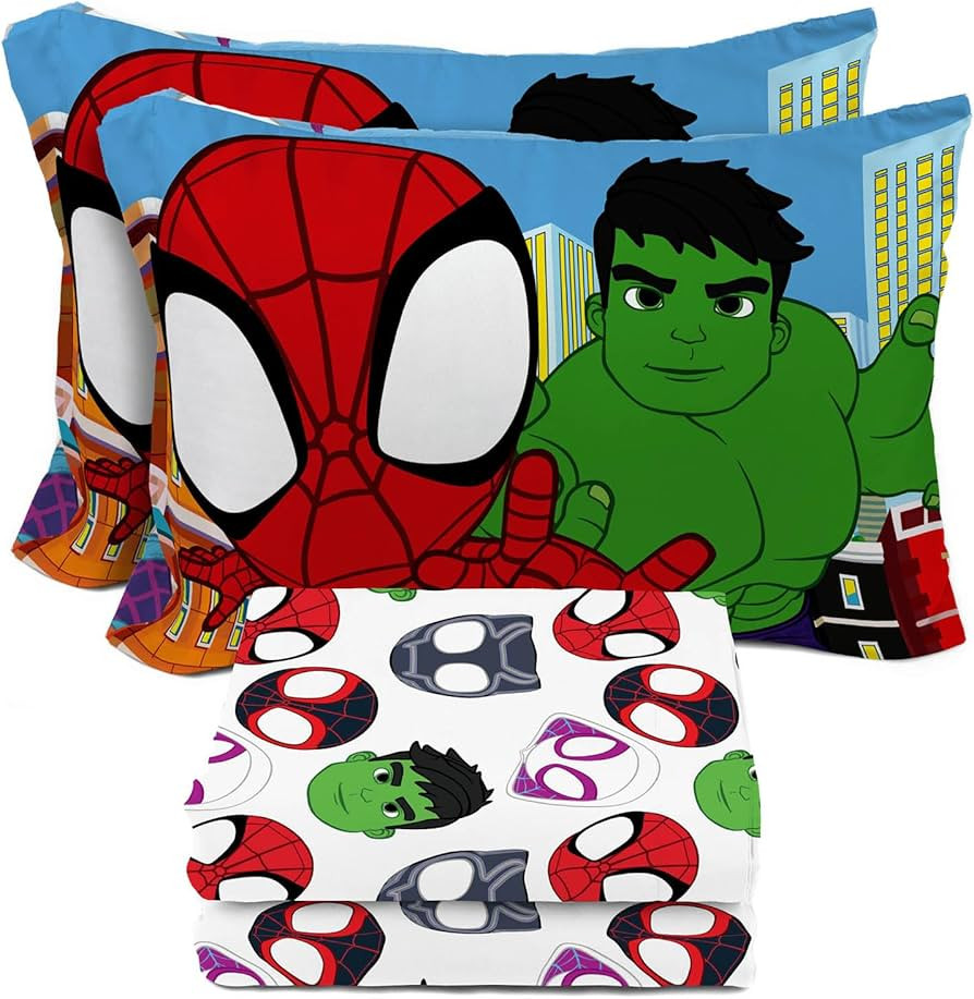 Sunny Side Up Spidey & His Amazing Friends Full Sheet Set - 4 Piece Kids Bedding Set Includes Pil... | Amazon (US)