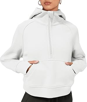LASLULU Womens Hoodies Fleece Lined Collar Pullover 1/2 Zipper Sweatshirts Long Sleeve Crop Tops ... | Amazon (US)