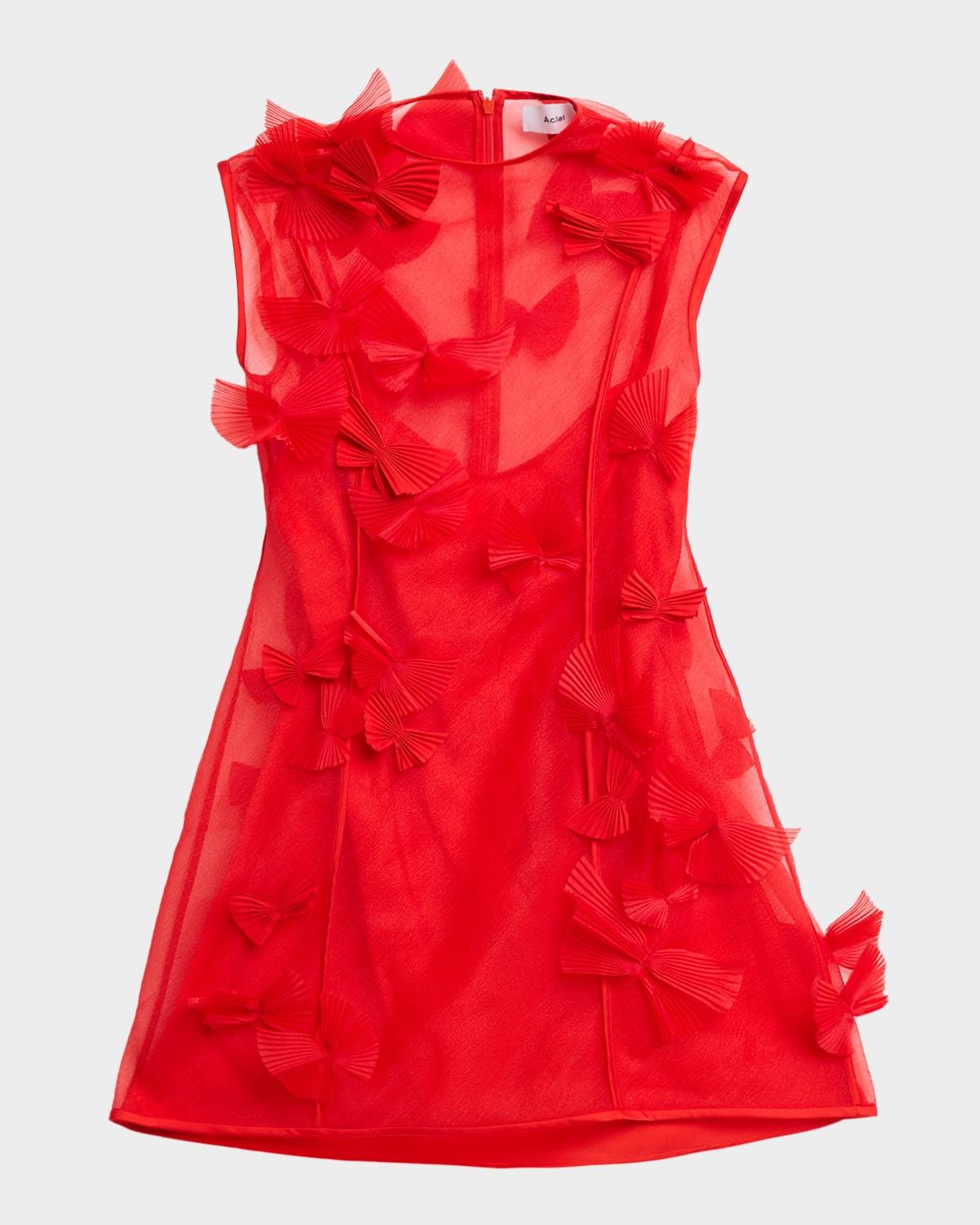 Croanford Sheer 3D Appliqué Mini Dress | Neiman Marcus